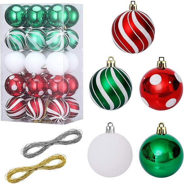 Generic 12pcs 6cm Christmas Ball Ornament Pink Shatterproof Glitter Ball Xmas Tree Decoration Baubles Hanging Pendant for Showcase Shopping Mall Home 